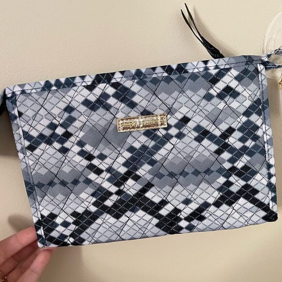 NWT Simply Southern Makeup Brush‎ Travel Bag Snake Print Gray Black One Size - Picture 2 of 5